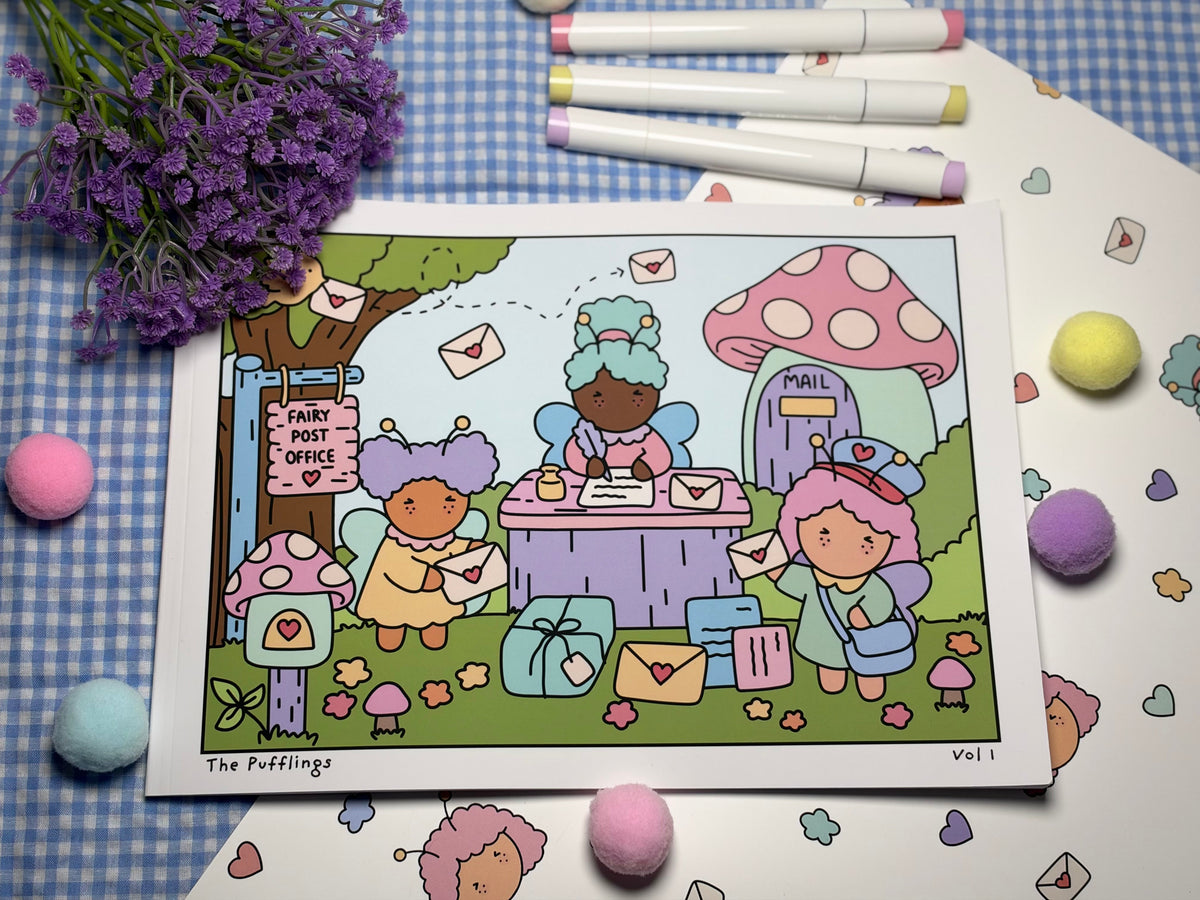 The Pufflings Vol.1 Cardstock Book. (LIGHT Grey Lines)