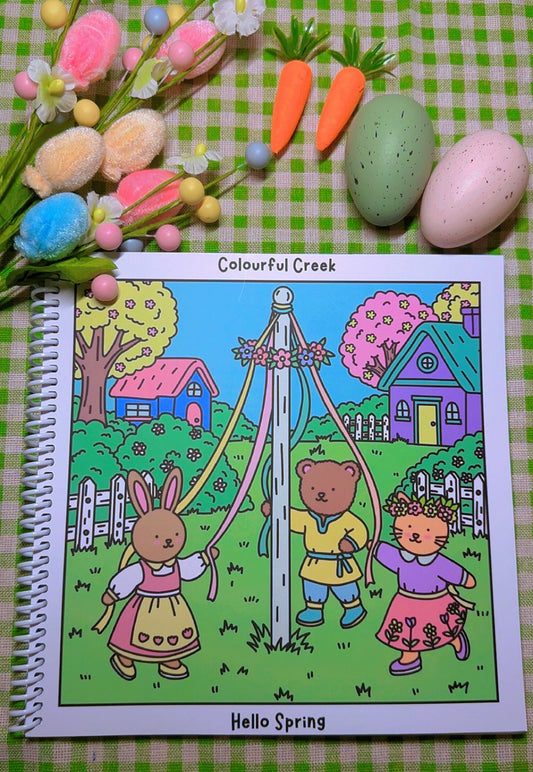 Hello Spring Cardstock colouring book 🌸